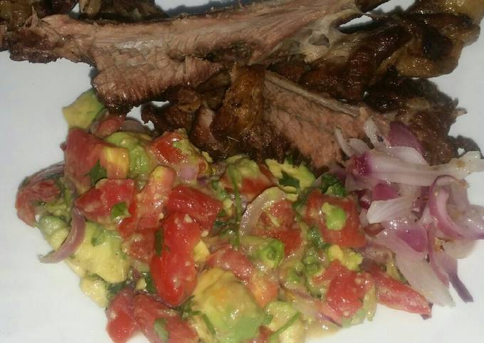 Oven Grilled Goat Meat and Guacamole #5ingredients or less