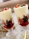 Fruit salad parfait with shortbread cookie crumble