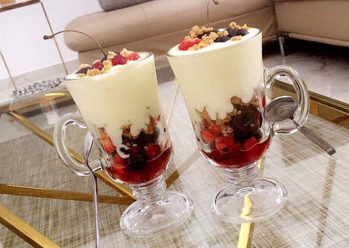 Easiest Way to Prepare Perfect Fruit salad parfait with shortbread cookie crumble