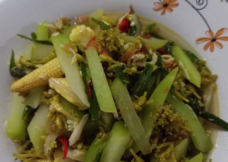 Cara mudah meracik Tumis bunga pepaya, Enak Banget