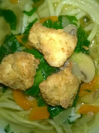 Easy Steps to Prepare Day. 197 Mie Kuah Saos Tiram dan Ayam Goreng Tepung (12 month+) the Can Spoil the Tongue Delicious