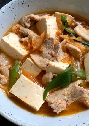 A picture of Simmered Pork & Tofu with Kimchi.