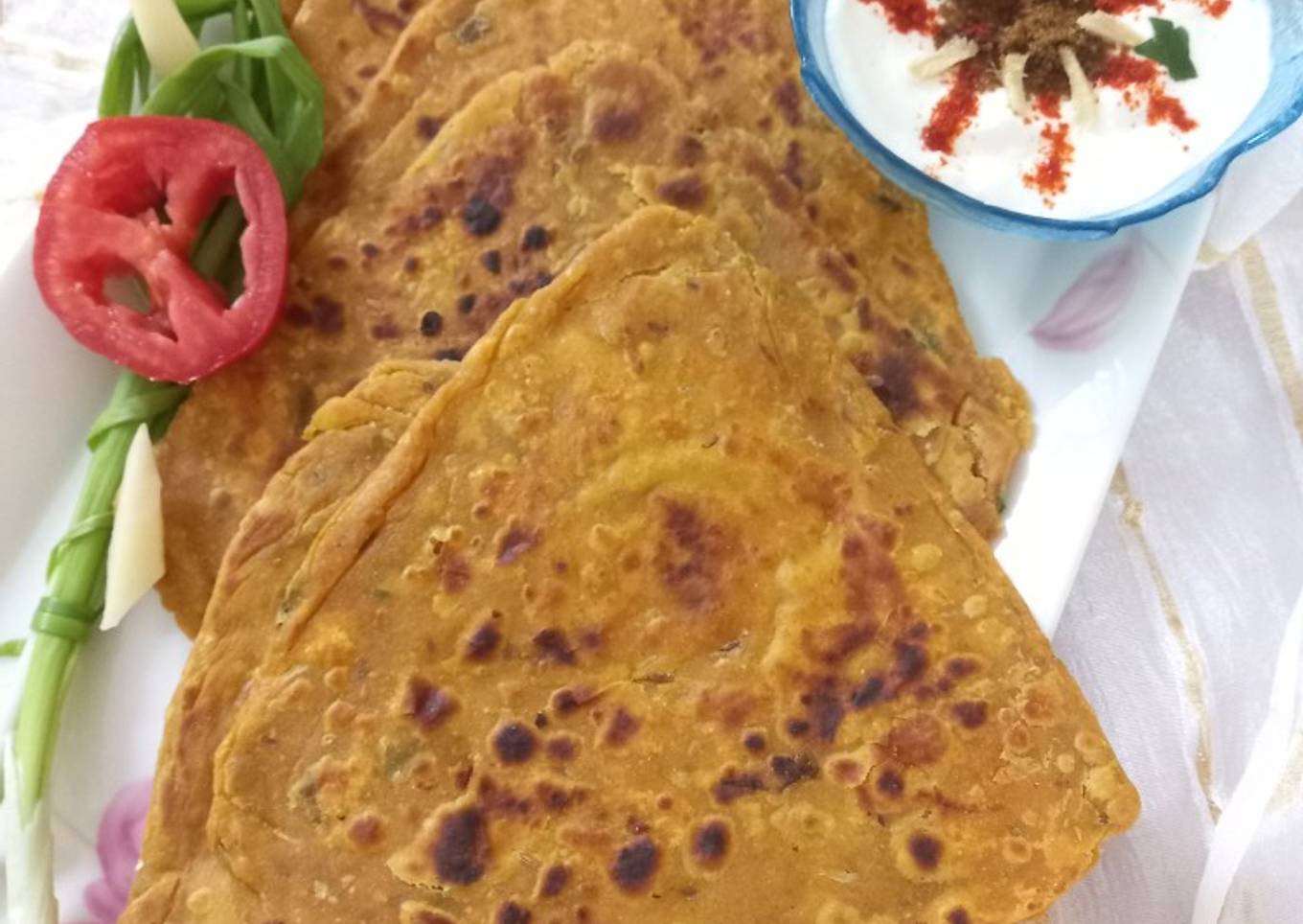 Potato- green onions parantha