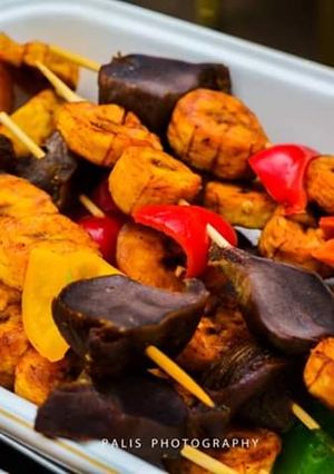 A picture of Fried plantain and liver.