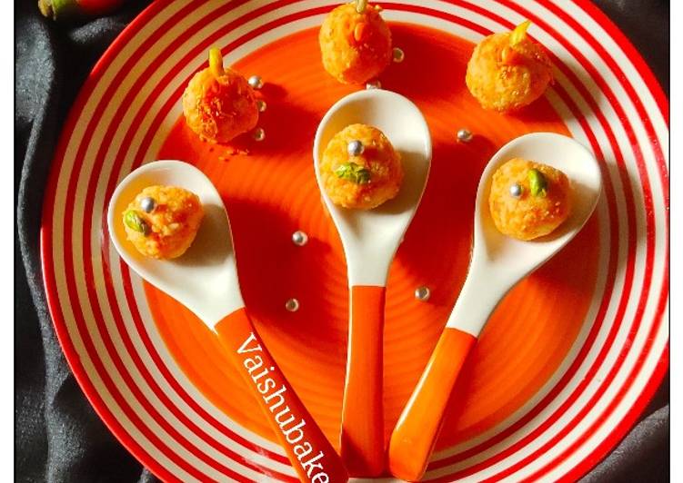 No Cook Carrot Ladoo for kids
