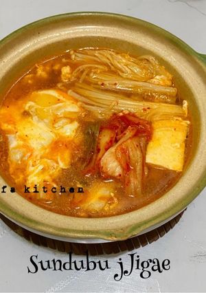 Foto resep Sundubu jjigae(sup tahu pedas Korea)