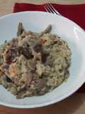 Risotto cu mix de ciupercuțe și cârnați