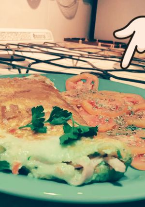 Una foto de Omelette rico de jamón y queso 🌮
