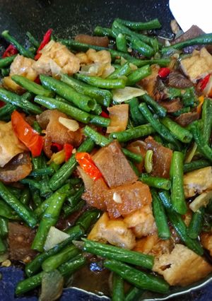 Foto resep Oseng kacang, kikil dan tahu