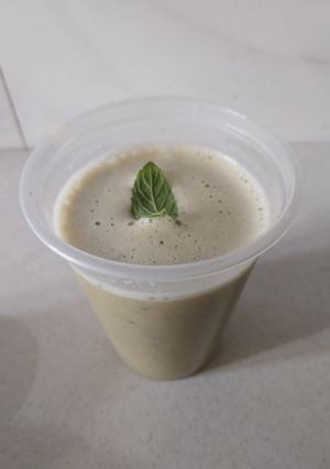 A picture of Cucumber-Sattu Masala chaas.