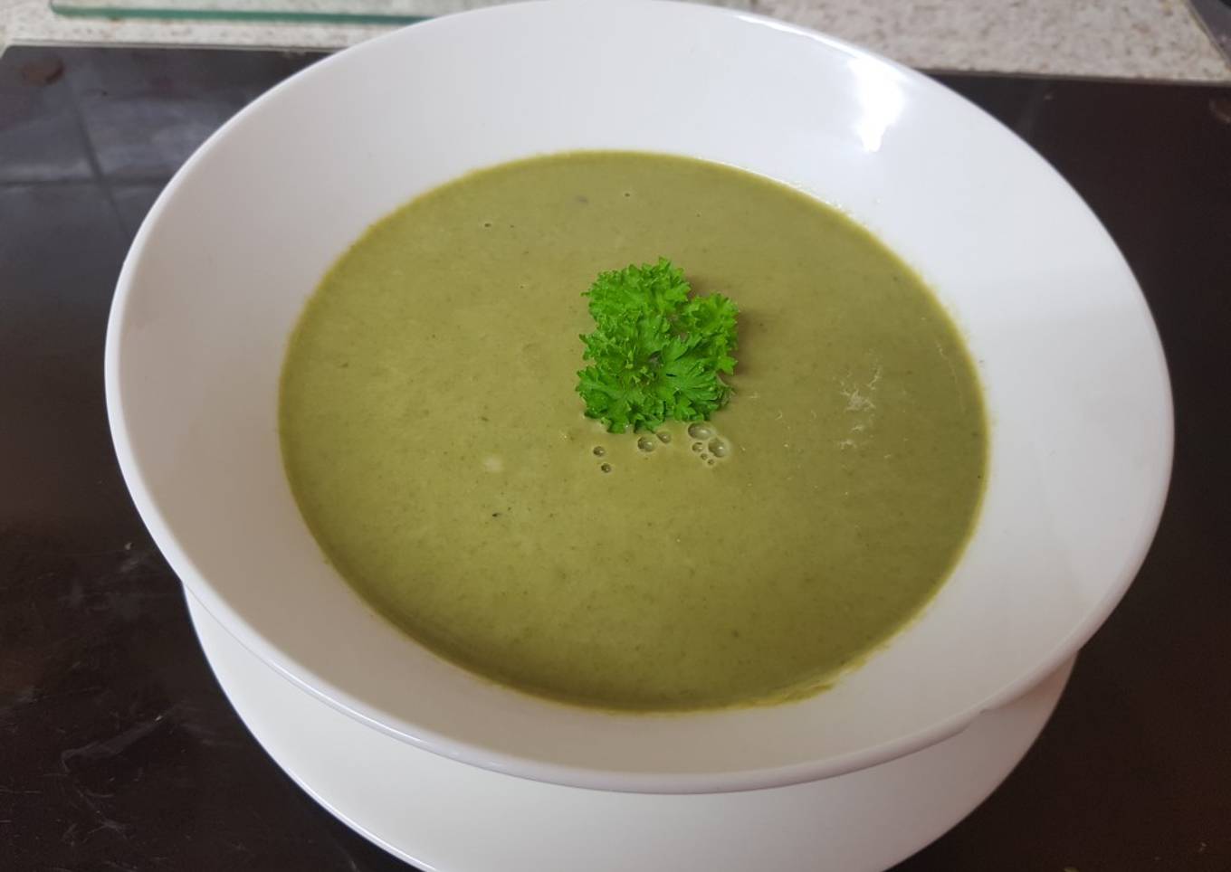 My Creamed Roast Garlic, Asparagus & Spinach Soup