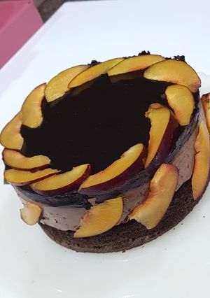 عکسی از دستور چیز کیک شکلاتی با پایه کیک