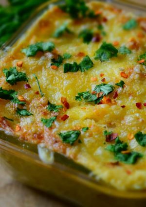 A picture of Baked Macaroni And Cheese.