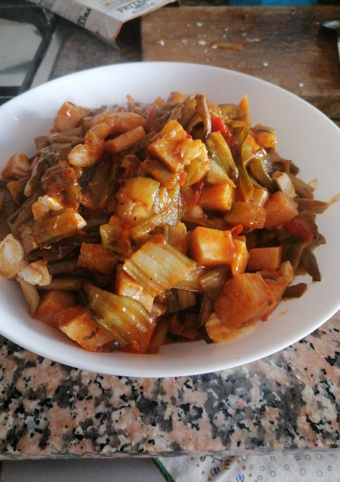 Una foto de Pencas de espinacas con pisto airfryer