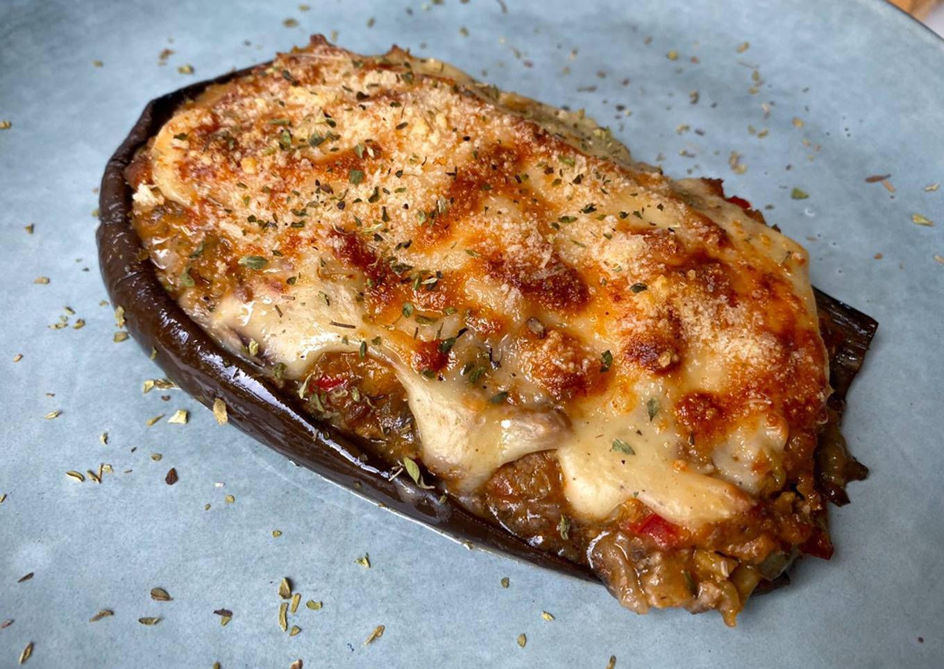 Berenjenas rellenas de Carne y Bechamel en Mambo