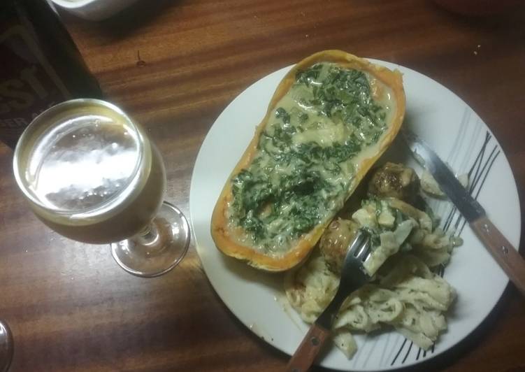 Stuffed butternut with meat balls and tagliatelle