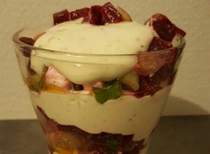 Une photo de Verrine betterave et mascarpone
