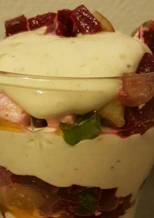 Une photo de Verrine betterave et mascarpone