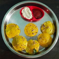 Instant idli dhokla A picture of Instant idli dhokla.