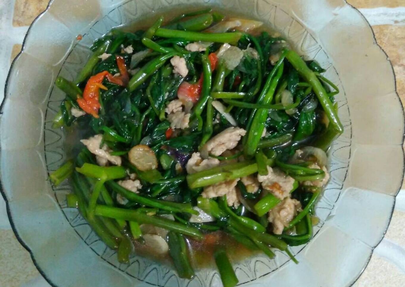Ca kangkung ayam cincang