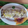 Budín de algarroba con glasé de mandarina
