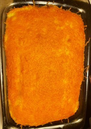 A picture of Shepard’s Pie in a 9X13 pan.