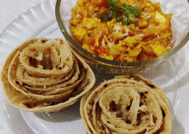 Recipe of Any-night-of-the-week Paneer bhurji and paratha