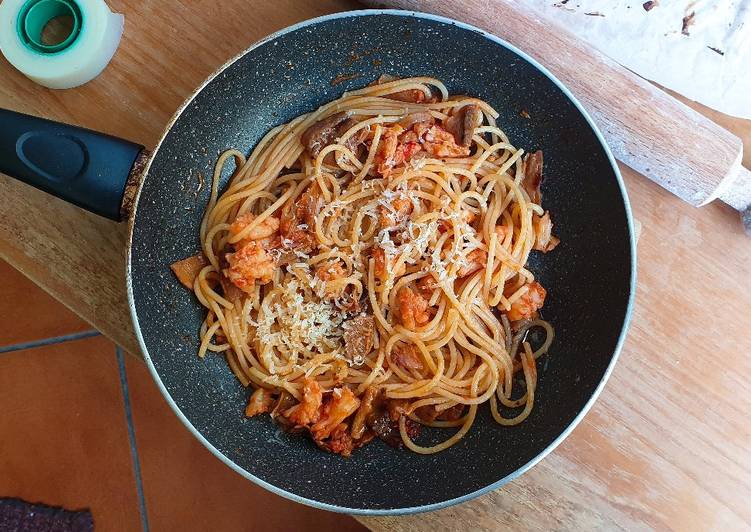 Spaghetti porcini e gamberetti
