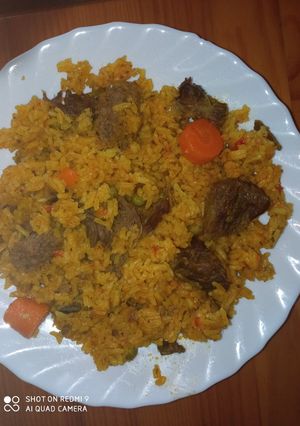 صورة لوصفة الأرز باللحم والجلبان لذييذ 😋😋👌
