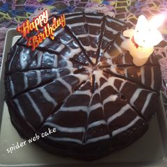 A picture of Spider web chocolate cake.