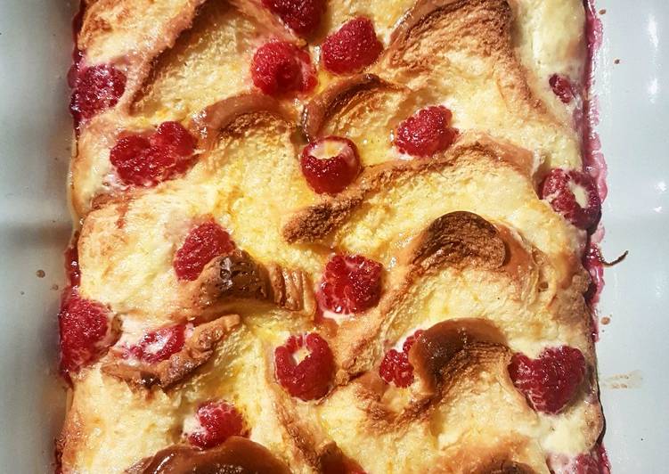 Steps to Make Ultimate Raspberry Brioche Pudding