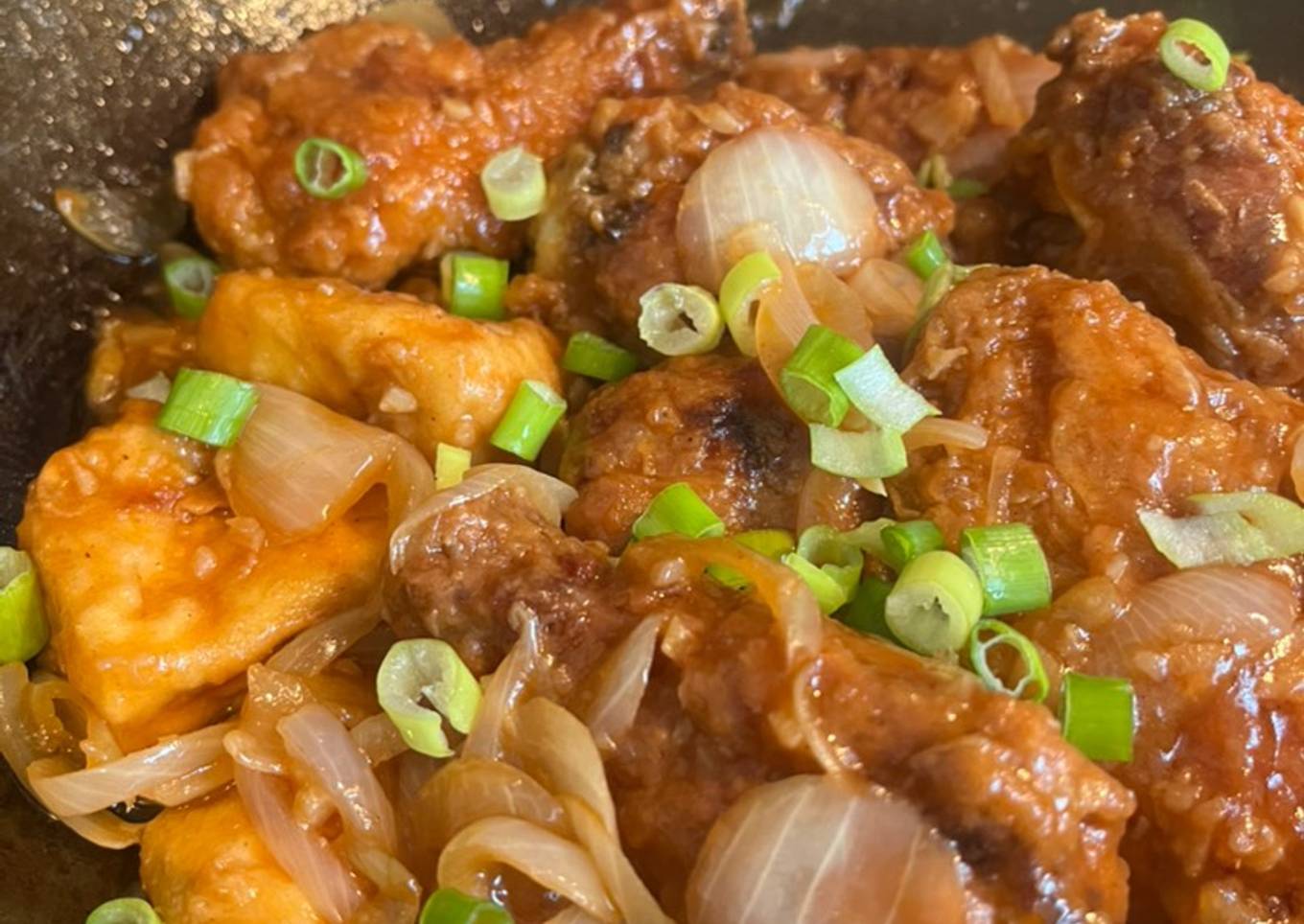 Ayam dan Tahu Asam Manis (Chicken & Tofu with sweet and sour sauce)