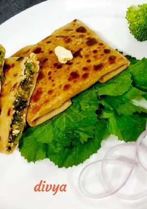 A picture of Broccoli paneer Mughlai parata.