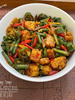 Foto resep Oseng Tempe Kacang Panjang Cabe Hijau