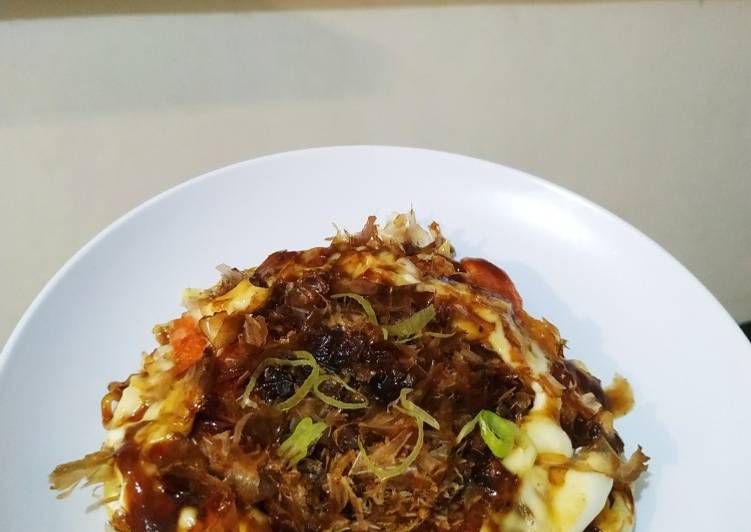 Okonomiyaki Hiroshima dengan Bahan Sisa Isi Kulkas