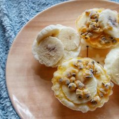A picture of Banana and Passion Fruit Frozen Yoghurt Cups.