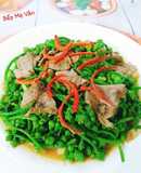 Nụ mướp xào thịt bò