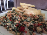 Fried yam with spinach
