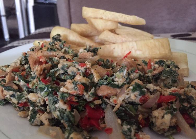 Simple Way to Make Award-winning Fried yam with spinach Cooking Basics for Beginners