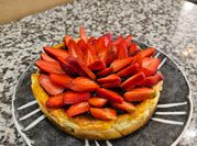 Una foto de cheesecake cocido