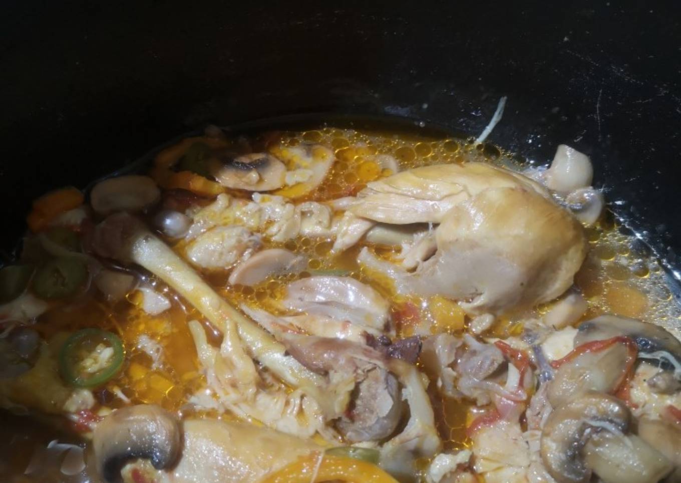 Pollo con champiñones a la mexicana