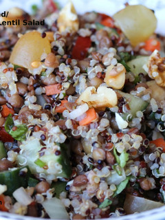A picture of Quinoa Masoor Salad/Quinoa Whole Red Lentil Salad.