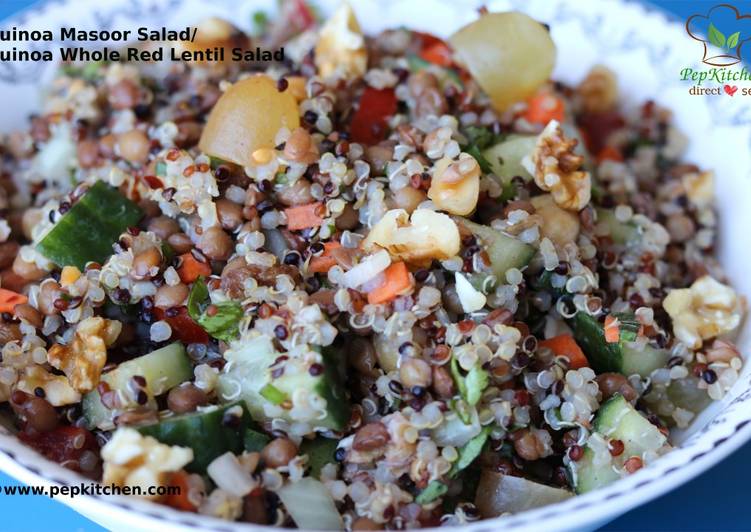 How to Prepare Super Quick Homemade Quinoa Masoor Salad/Quinoa Whole Red Lentil Salad