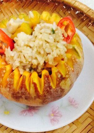 Hình của món Cơm rau củ ngủ trong bí ngô.
