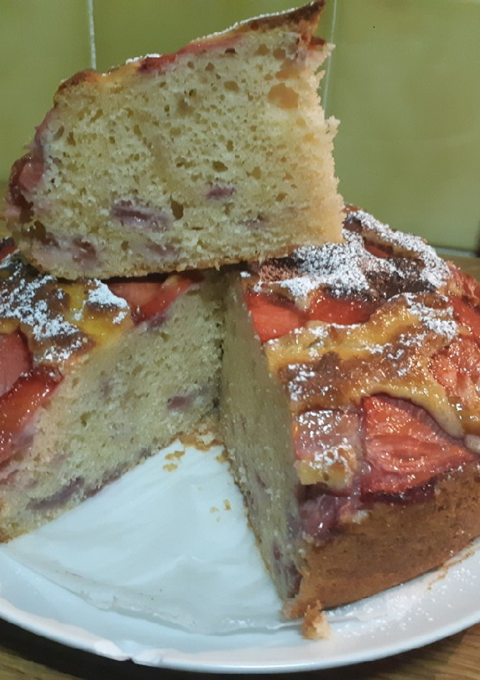 Una foto de Pastel de queso mascarpone y fresas