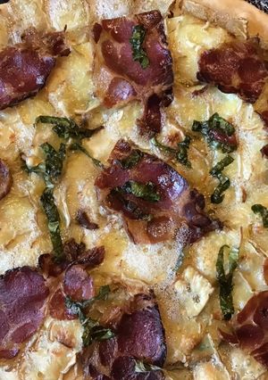 A picture of California Farm Serrano Ham & Brie Pizza.