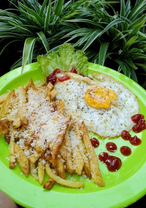 Foto resep Fried fried with chees&egg