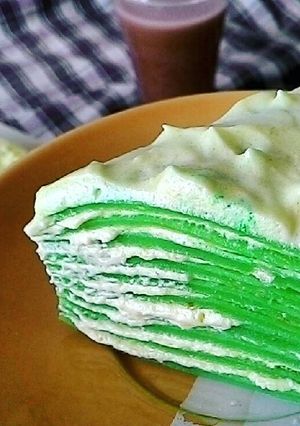 Foto resep Mille Crepe Pandan
