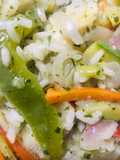 ARROZ CON VERDURAS 🍅🌽🫑🧅🥬🥦🥕Y CUBOS DE QUESO CUARTIROLO 🧀
