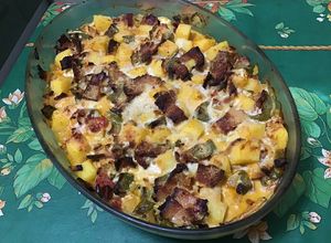 Une photo de Gratin de polenta aux légumes et lardons